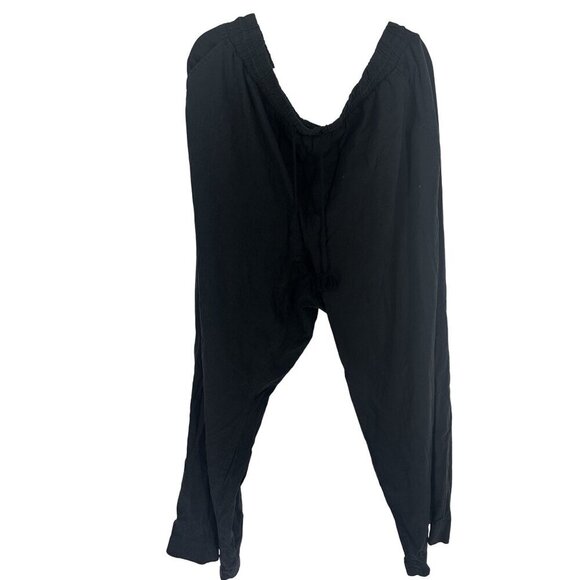 Lane Bryant Womens Black Linen Blend Pockets Drawstring Pants Size 20 Relaxed - Picture 2 of 5